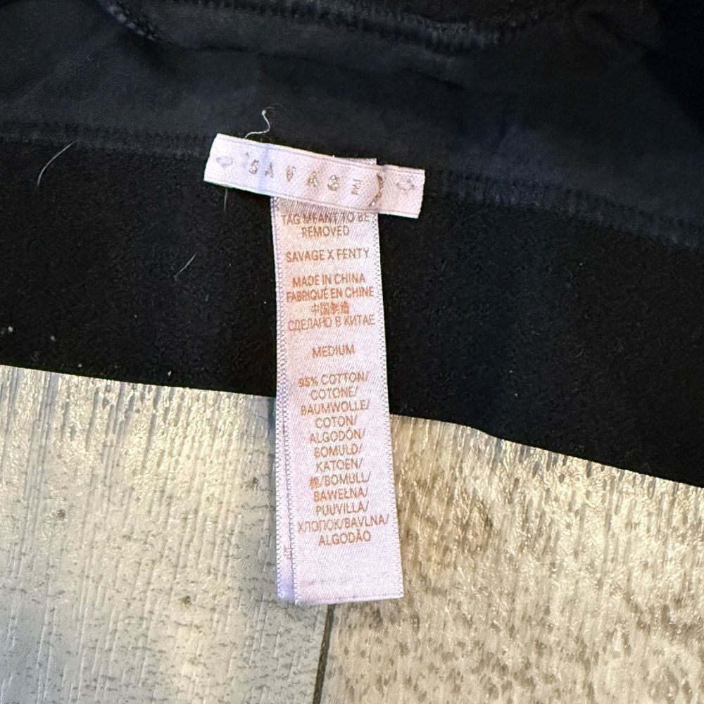 Savage X Fenty Black Grey Logo Bralette Racerback Medium Cotton Blend Loungewear - Picture 2 of 3